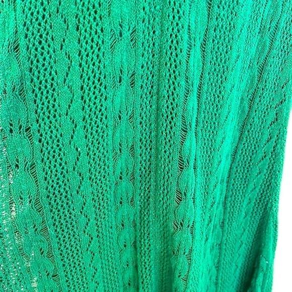Zara - VNeck Crochet Dark Green Lined Cap Sleeve Sweater Maxi Dress Size Small - Picture 4 of 15